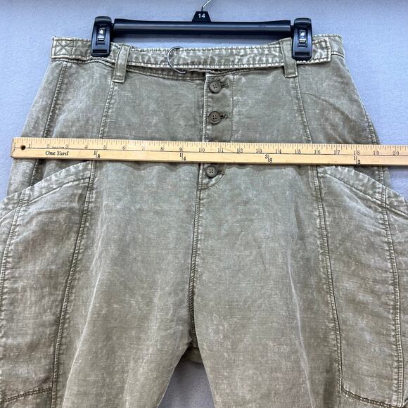 Free People Pants Women's Size 2 Tan Baggy Cargo Button Fly Slouchy Paper Bag - Picture 12 of 16